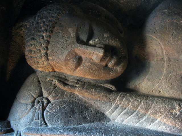 stone sleeping buddha